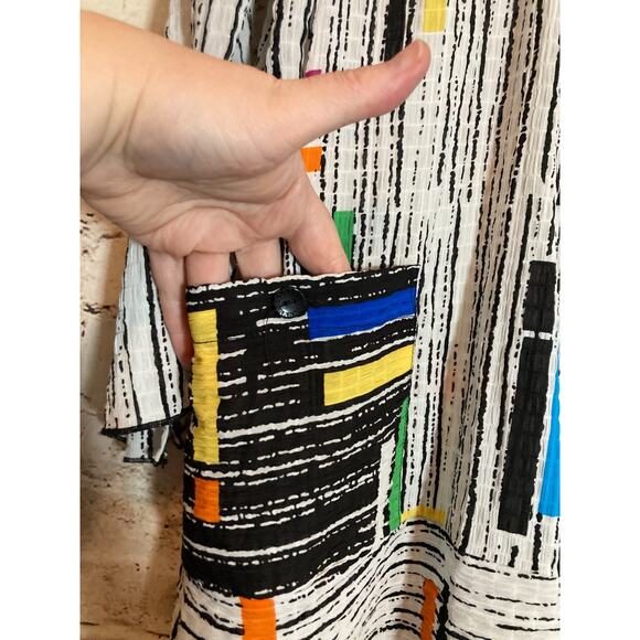 Multiples Artsy Top Womens Medium Colorful Retro Stripes Asymmetric Hem Zip Up - Picture 5 of 13